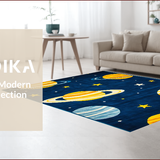 Ultra Soft Area Rug, Non Slip, Stain Resistant, Washable Area Rugs for Living Room, Bedroom, Whimsical Cosmic Planetary Landscape(Blue)