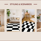 Ultra Soft Area Rug, Non Slip, Stain Resistant, Washable Area Rugs for Living Room, Bedroom, Checkered Low Pile(Black)