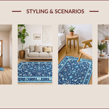 Ultra Soft Area Rug, Non Slip, Stain Resistant, Washable Area Rugs for Living Room, Bedroom, Rustic Natural Blue Patterned Decor(Blue)