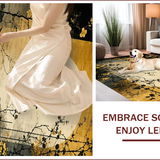 Ultra Soft Area Rug, Non Slip, Stain Resistant, Washable Area Rugs for Living Room, Bedroom, Artful Abstract Black Tones(Gold)