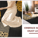 Ultra Soft Area Rug, Non Slip, Stain Resistant, Washable Area Rugs for Living Room, Bedroom, Chic Earthy Toned Leopard Design(Black)