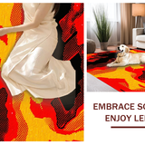 Ultra Soft Area Rug, Non Slip, Stain Resistant, Washable Area Rugs for Living Room, Bedroom, Contemporary Eruption Style Element(Red)