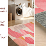 Ultra Soft Area Rug, Non Slip, Stain Resistant, Washable Area Rugs for Living Room, Bedroom, Ribbon-Shaped Rug with Chic Uno Reverse Symbol in Soft Pink Hues(Pink)