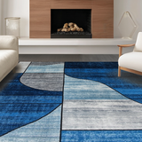 Ultra Soft Area Rug, Non Slip, Stain Resistant, Washable Area Rugs for Living Room, Bedroom, Contemporary Marble Texture Expression(Blue)
