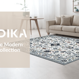 Ultra Soft Area Rug, Non Slip, Stain Resistant, Washable Area Rugs for Living Room, Bedroom, Rustic Vintage Tiled Pattern(White)