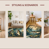 Ultra Soft Area Rug, Non Slip, Stain Resistant, Washable Area Rugs for Living Room, Bedroom, Vibrant Wildlife Scene with Bass(Brown)