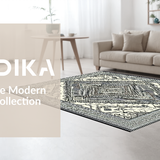 Ultra Soft Area Rug, Non Slip, Stain Resistant, Washable Area Rugs for Living Room, Bedroom, Rustic Monochrome Ogee Design(Gray)