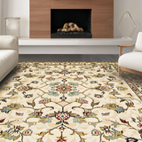 Ultra Soft Area Rug, Non Slip, Stain Resistant, Washable Area Rugs for Living Room, Bedroom, Rustic Neutral Botanical Motif(Beige)