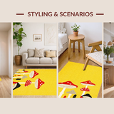 Ultra Soft Area Rug, Non Slip, Stain Resistant, Washable Area Rugs for Living Room, Bedroom, Whimsical Earthy Mushroom Motif(Yellow)