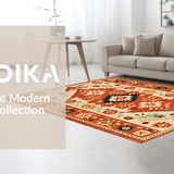 Ultra Soft Area Rug, Non Slip, Stain Resistant, Washable Area Rugs for Living Room, Bedroom, Chic Colorful Geometric Arrangement(Orange)