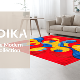 Ultra Soft Area Rug, Non Slip, Stain Resistant, Washable Area Rugs for Living Room, Bedroom, Contemporary Vibrant Twirl Motif(Red)