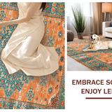 Ultra Soft Area Rug, Non Slip, Stain Resistant, Washable Area Rugs for Living Room, Bedroom, Striking Retro Geometric Fusion(Orange)