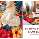 Ultra Soft Area Rug, Non Slip, Stain Resistant, Washable Area Rugs for Living Room, Bedroom, Stylish Tropical Garden Aesthetic(Red)