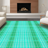 Ultra Soft Area Rug, Non Slip, Stain Resistant, Washable Area Rugs for Living Room, Bedroom, Luxurious Green Tiled Design(Blue)