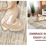 Ultra Soft Area Rug, Non Slip, Stain Resistant, Washable Area Rugs for Living Room, Bedroom, Trendy Boho Inspired Diamond Layout(Beige)