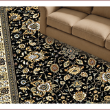 Ultra Soft Area Rug, Non Slip, Stain Resistant, Washable Area Rugs for Living Room, Bedroom, Sophisticated Vintage Floral Design(Black)