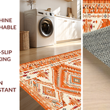 Ultra Soft Area Rug, Non Slip, Stain Resistant, Washable Area Rugs for Living Room, Bedroom, Stylish Abstract Warm Palette(Orange)