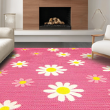 Ultra Soft Area Rug, Non Slip, Stain Resistant, Washable Area Rugs for Living Room, Bedroom, Bright Pink Garden Freshness(Pink)