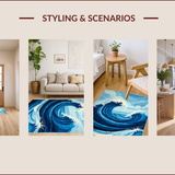 Ultra Soft Area Rug, Non Slip, Stain Resistant, Washable Area Rugs for Living Room, Bedroom, Tranquil Oceanic Abstract Waves(Blue)