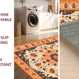 Ultra Soft Area Rug, Non Slip, Stain Resistant, Washable Area Rugs for Living Room, Bedroom, Chic Colorful Pom Pom Arrangement(Orange)