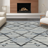 Ultra Soft Area Rug, Non Slip, Stain Resistant, Washable Area Rugs for Living Room, Bedroom, Sleek Monochrome Lattice Design(Gray)