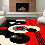 Ultra Soft Area Rug, Non Slip, Stain Resistant, Washable Area Rugs for Living Room, Bedroom, Contemporary Music-inspired Round Piece(Black)