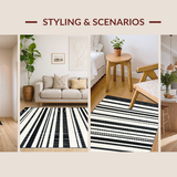 Ultra Soft Area Rug, Non Slip, Stain Resistant, Washable Area Rugs for Living Room, Bedroom, Elegant Black and Cream Chevron(Black)