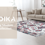 Ultra Soft Area Rug, Non Slip, Stain Resistant, Washable Area Rugs for Living Room, Bedroom, Luxurious Geometric Grey Composition(White)