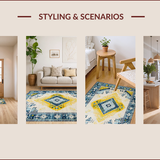 Ultra Soft Area Rug, Non Slip, Stain Resistant, Washable Area Rugs for Living Room, Bedroom, Chic Transitional Color Block Design(Blue)