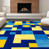 Ultra Soft Area Rug, Non Slip, Stain Resistant, Washable Area Rugs for Living Room, Bedroom, Youthful Creative Circular Composition(Blue)