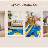 Ultra Soft Area Rug, Non Slip, Stain Resistant, Washable Area Rugs for Living Room, Bedroom, Elegant Minimalist Patterned Delight(Blue)