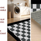 Ultra Soft Area Rug, Non Slip, Stain Resistant, Washable Area Rugs for Living Room, Bedroom, Rustic Twisted Checker Design(Black)