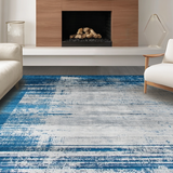 Ultra Soft Area Rug, Non Slip, Stain Resistant, Washable Area Rugs for Living Room, Bedroom, Serene Blue Gray Geometric Design(Blue)