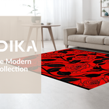 Ultra Soft Area Rug, Non Slip, Stain Resistant, Washable Area Rugs for Living Room, Bedroom, Dynamic Colorful Leaf Pattern(Red)