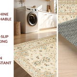 Ultra Soft Area Rug, Non Slip, Stain Resistant, Washable Area Rugs for Living Room, Bedroom, Rustic Gray Medallion Theme(Beige)