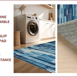 Ultra Soft Area Rug, Non Slip, Stain Resistant, Washable Area Rugs for Living Room, Bedroom, Earthy Toned Modern Geometric Motif(Blue)