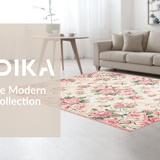 Ultra Soft Area Rug, Non Slip, Stain Resistant, Washable Area Rugs for Living Room, Bedroom, Chic Earthy Floral Accents(Ivory)