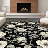 Ultra Soft Area Rug, Non Slip, Stain Resistant, Washable Area Rugs for Living Room, Bedroom, Elegant Earth Tone Aesthetic(Black)