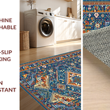 Ultra Soft Area Rug, Non Slip, Stain Resistant, Washable Area Rugs for Living Room, Bedroom, Trendy Colorful Trellis Dynamics(Blue)