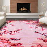 Ultra Soft Area Rug, Non Slip, Stain Resistant, Washable Area Rugs for Living Room, Bedroom, Rustic Nature-Inspired Floral Touch(Red)