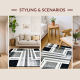 Ultra Soft Area Rug, Non Slip, Stain Resistant, Washable Area Rugs for Living Room, Bedroom, Dynamic Stripe Pattern Rug for Versatile Spaces(Black)