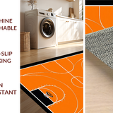 Ultra Soft Area Rug, Non Slip, Stain Resistant, Washable Area Rugs for Living Room, Bedroom, Chic Round Basketball Graphic Display(Orange)