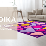 Ultra Soft Area Rug, Non Slip, Stain Resistant, Washable Area Rugs for Living Room, Bedroom, Joyful Heartfelt Decorative Accent(Purple)