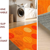 Ultra Soft Area Rug, Non Slip, Stain Resistant, Washable Area Rugs for Living Room, Bedroom, Dynamic Circular Playful Motif(Orange)