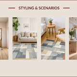 Ultra Soft Area Rug, Non Slip, Stain Resistant, Washable Area Rugs for Living Room, Bedroom, Chic Minimalist Textured Geometric Motif(Gray)