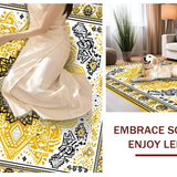 Ultra Soft Area Rug, Non Slip, Stain Resistant, Washable Area Rugs for Living Room, Bedroom, Stylish Earth Toned Lattice Elements(Gold)
