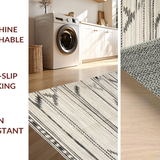 Ultra Soft Area Rug, Non Slip, Stain Resistant, Washable Area Rugs for Living Room, Bedroom, Stylish Neutral Abstract Elements(White)