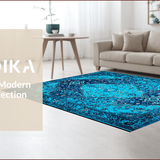 Ultra Soft Area Rug, Non Slip, Stain Resistant, Washable Area Rugs for Living Room, Bedroom, Distressed Blue Vintage Rug for Living Room(Blue)