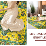 Ultra Soft Area Rug, Non Slip, Stain Resistant, Washable Area Rugs for Living Room, Bedroom, Artistic Distressed Botanical Design(Yellow)