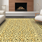 Ultra Soft Area Rug, Non Slip, Stain Resistant, Washable Area Rugs for Living Room, Bedroom, Elegant Earthy Leopard Motif(Beige)